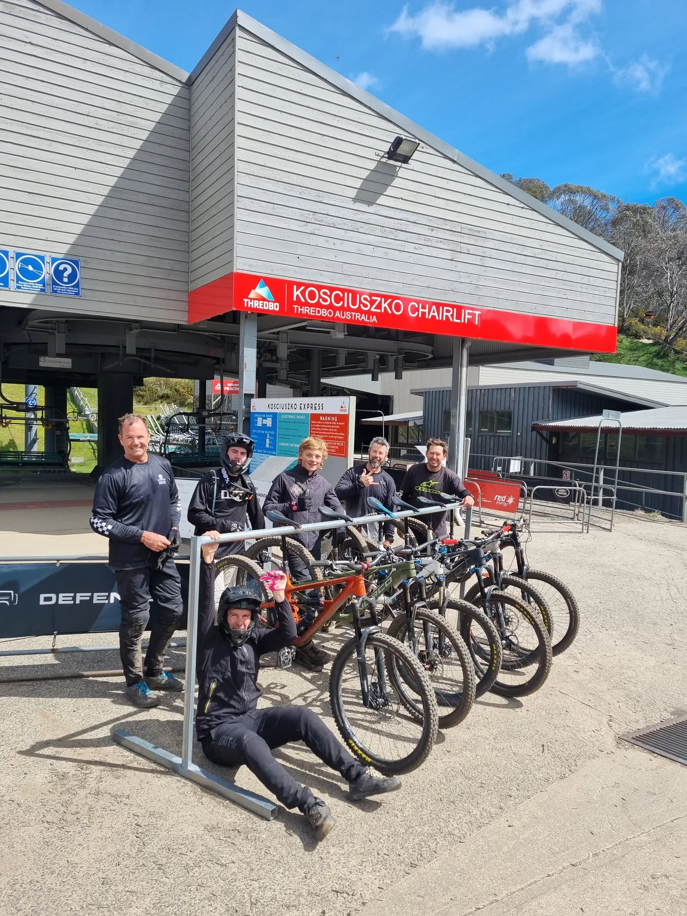 A group of riders with their bikes at Thredbo